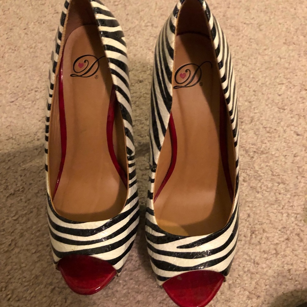 Zebra Print Heels with Red Accents